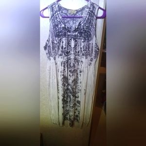 White Dress with Black print